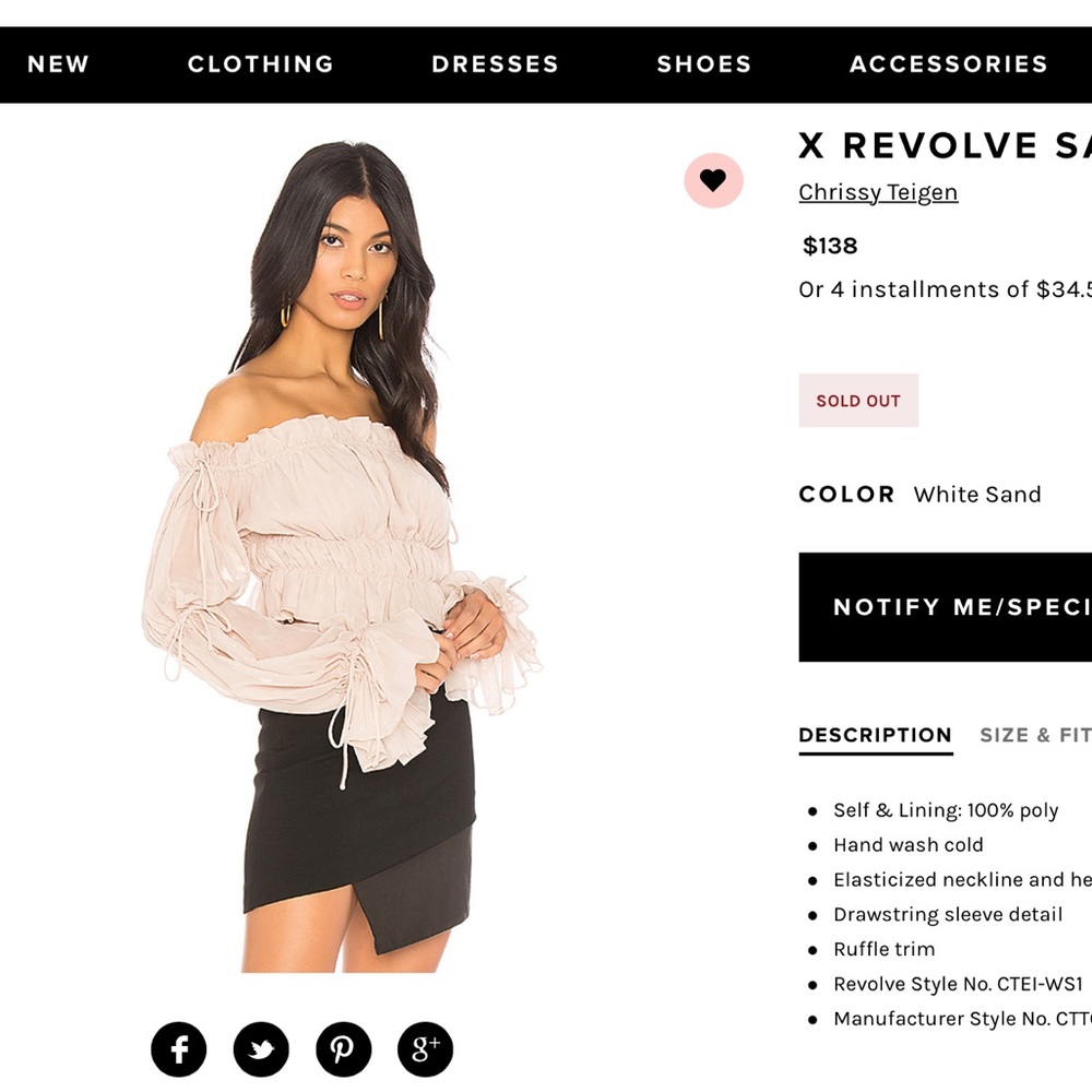 Chrissy Teigen X Revolve top